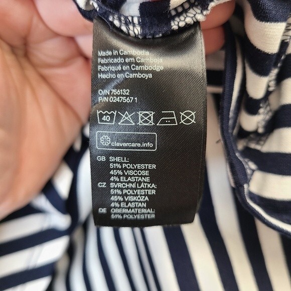 H&M Striped Peplum Bodycon Dress Sleeveless Blue White 4 - Picture 10 of 11